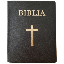 Biblia foarte mare, 093, copertă piele, neagra, cu cruce, margini aurii, repertoar